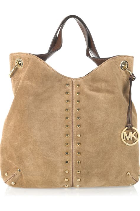 michael kors large tote brown|Michael Kors brown suede purse.